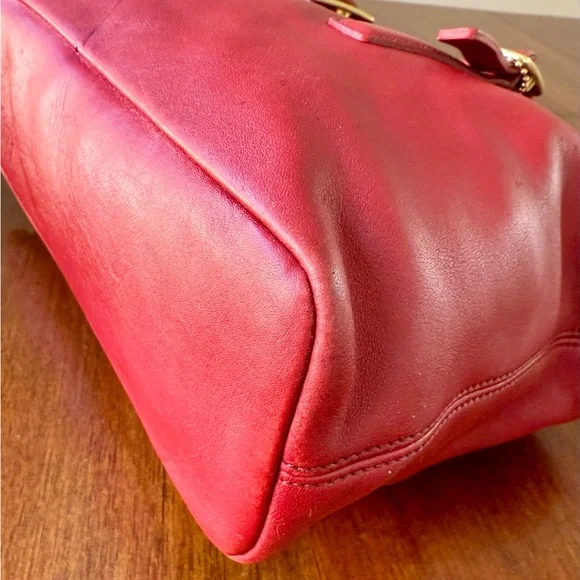 Vintage Coach Legacy Shopper Tote Glove Tanned Leather Red - Picture 9 of 16